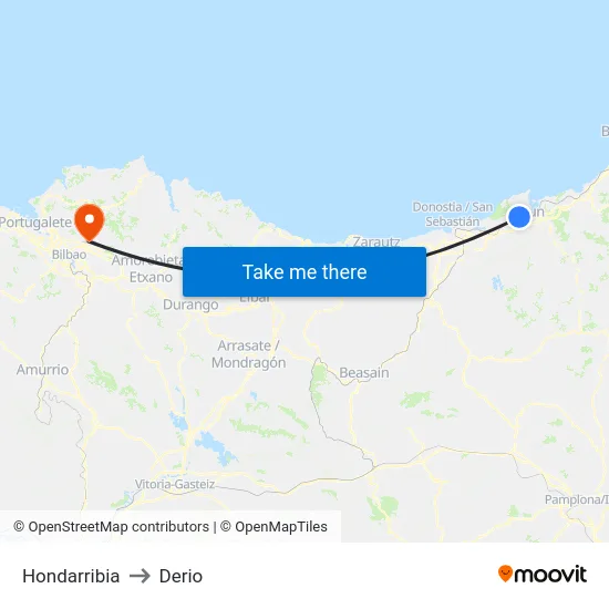 Hondarribia to Derio map