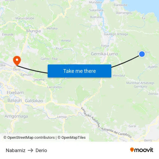 Nabarniz to Derio map