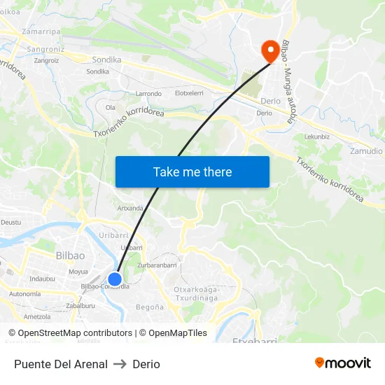 Puente Del Arenal to Derio map