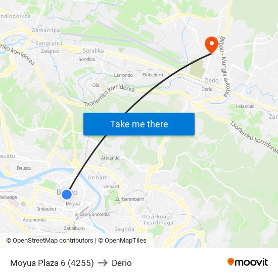 Moyua Plaza 6 (4255) to Derio map