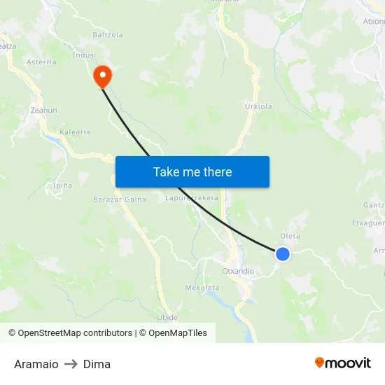 Aramaio to Dima map