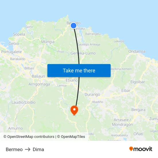 Bermeo to Dima map