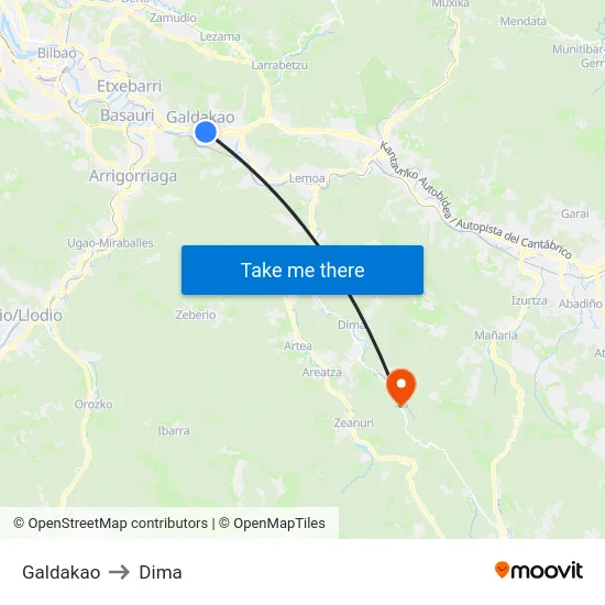 Galdakao to Dima map
