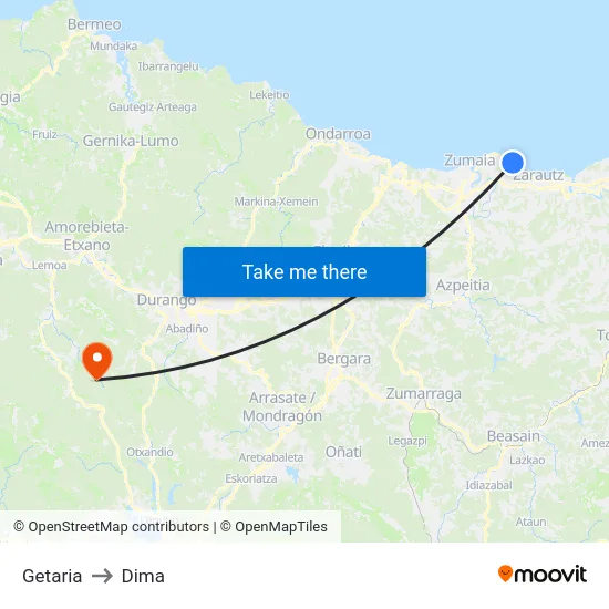 Getaria to Dima map