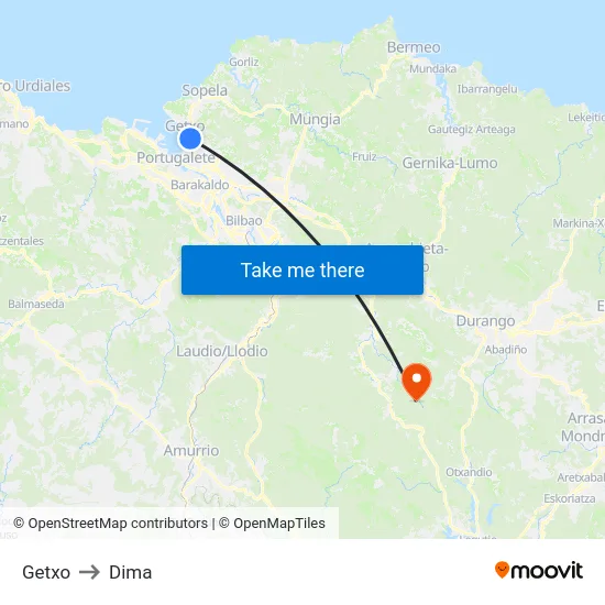 Getxo to Dima map