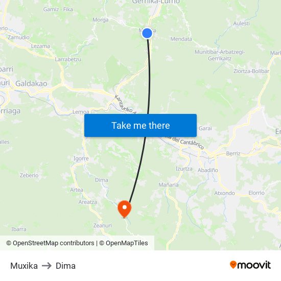 Muxika to Dima map