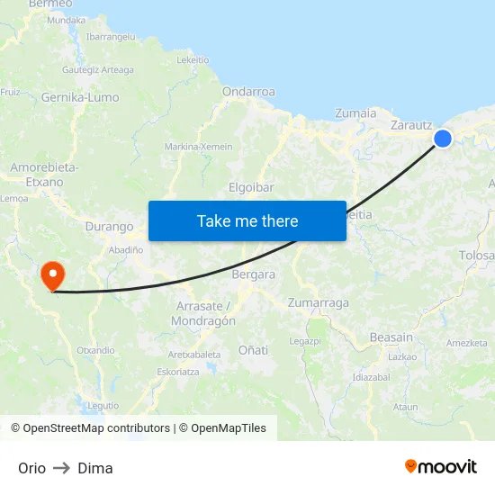 Orio to Dima map