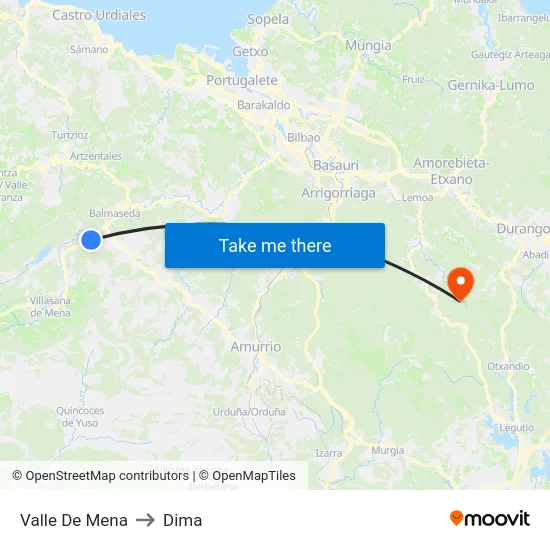 Valle De Mena to Dima map