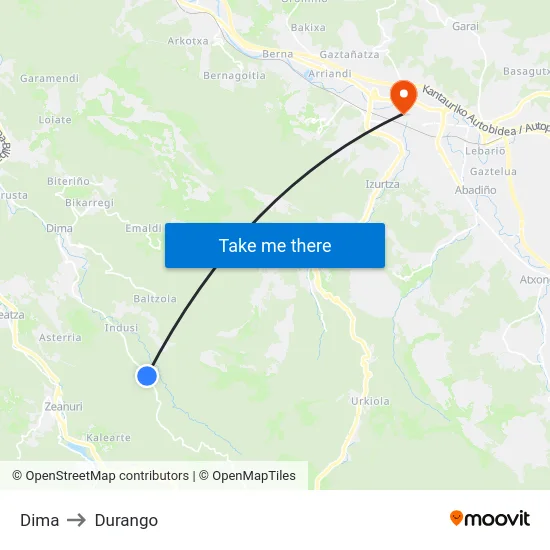 Dima to Durango map