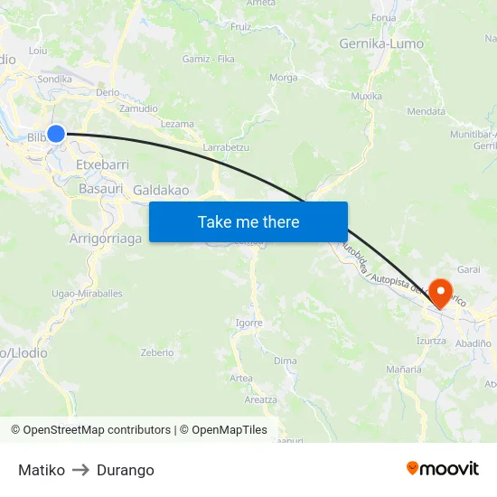 Matiko to Durango map