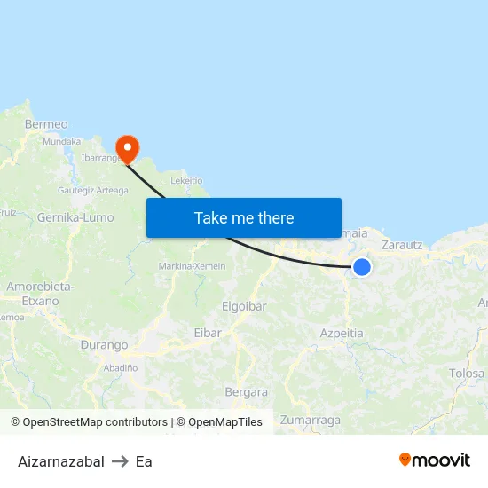 Aizarnazabal to Ea map
