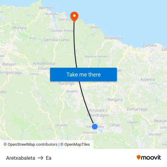 Aretxabaleta to Ea map