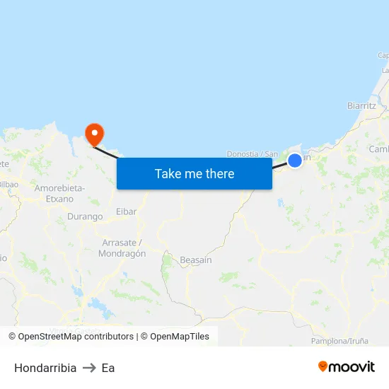 Hondarribia to Ea map