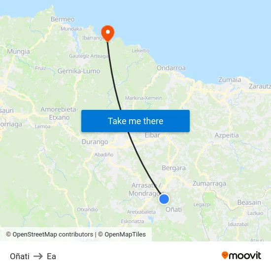 Oñati to Ea map
