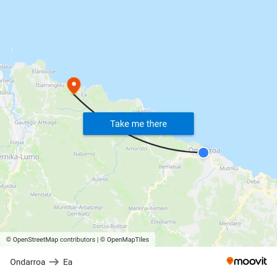 Ondarroa to Ea map