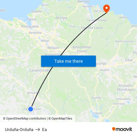 Urduña-Orduña to Ea map