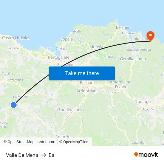 Valle De Mena to Ea map