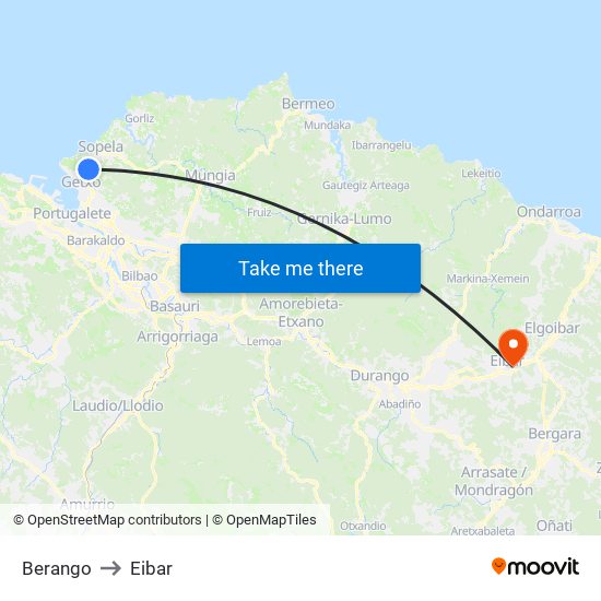 Berango to Eibar map