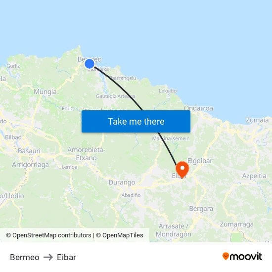 Bermeo to Eibar map