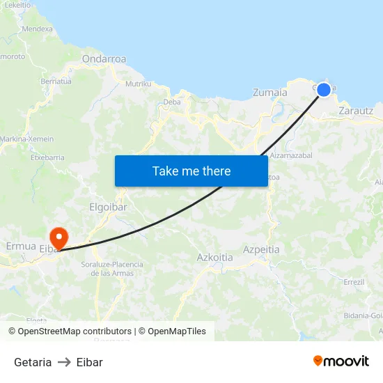 Getaria to Eibar map