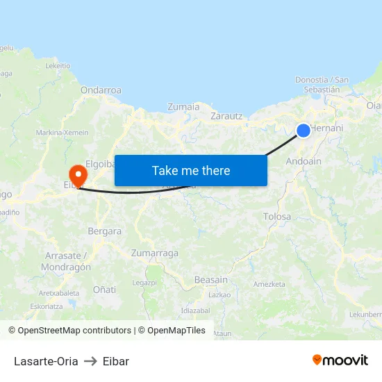 Lasarte-Oria to Eibar map