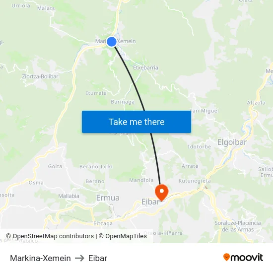 Markina-Xemein to Eibar map