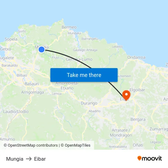 Mungia to Eibar map