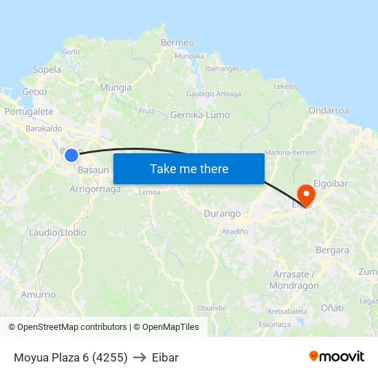 Moyua Plaza 6 (4255) to Eibar map