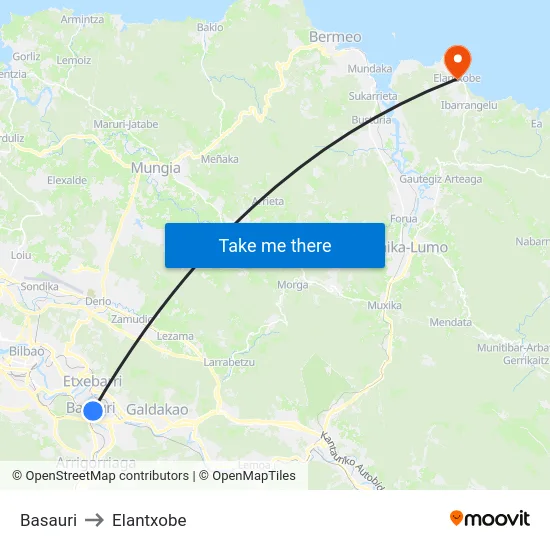 Basauri to Elantxobe map