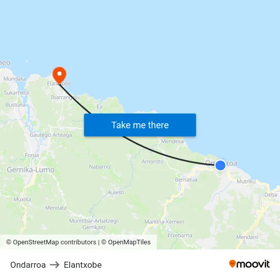 Ondarroa to Elantxobe map