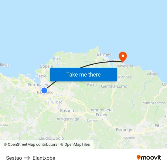 Sestao to Elantxobe map