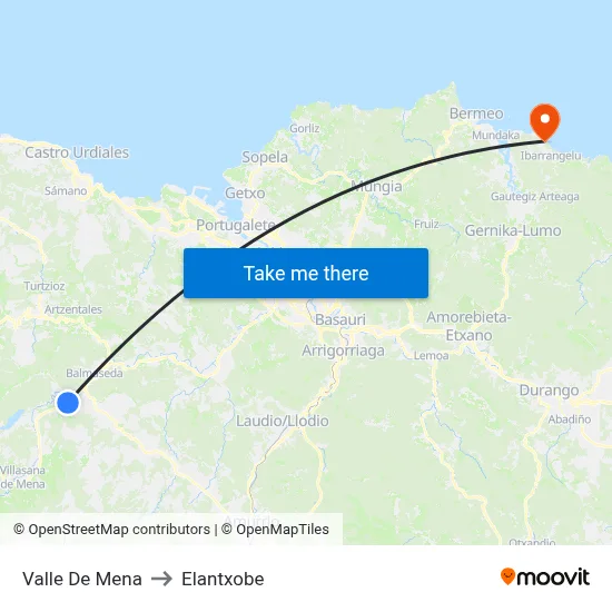 Valle De Mena to Elantxobe map