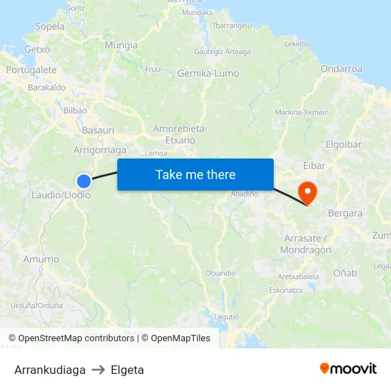 Arrankudiaga to Elgeta map