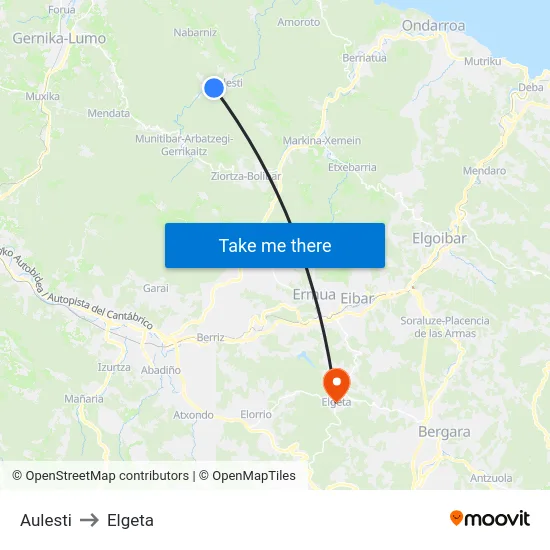 Aulesti to Elgeta map