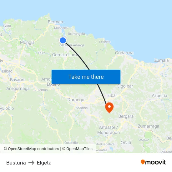 Busturia to Elgeta map