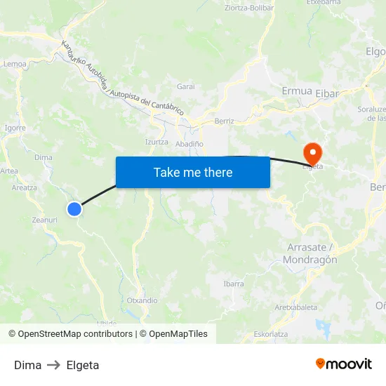 Dima to Elgeta map