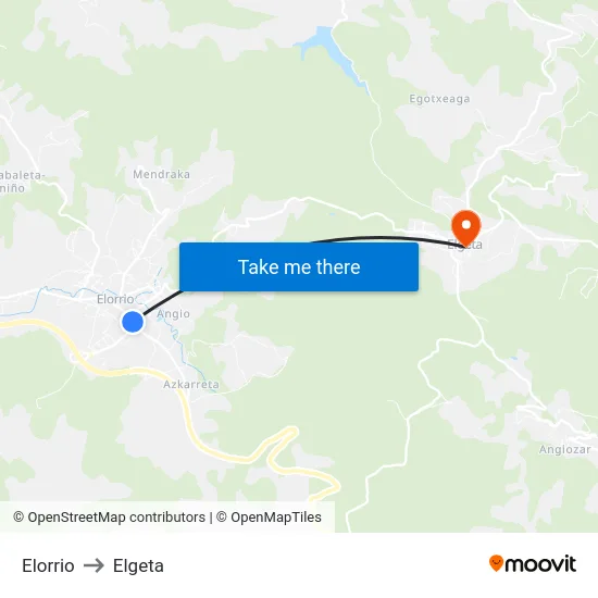 Elorrio to Elgeta map