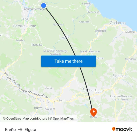 Ereño to Elgeta map