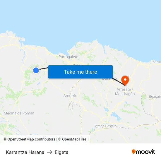 Karrantza Harana to Elgeta map
