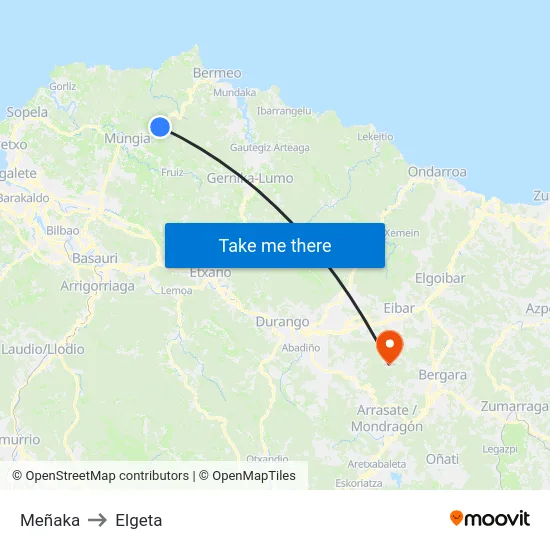 Meñaka to Elgeta map
