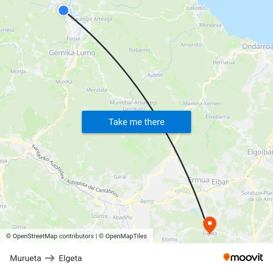 Murueta to Elgeta map