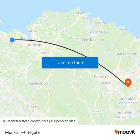 Muskiz to Elgeta map