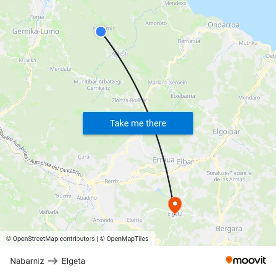 Nabarniz to Elgeta map