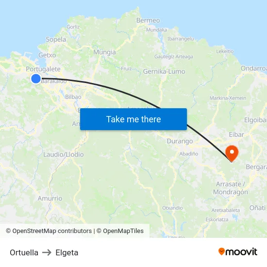 Ortuella to Elgeta map