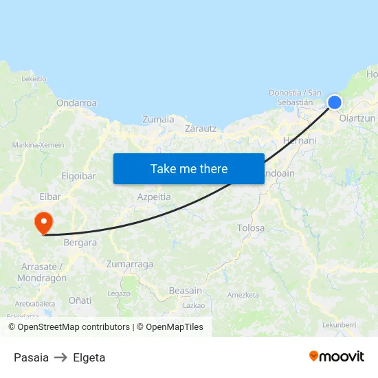 Pasaia to Elgeta map