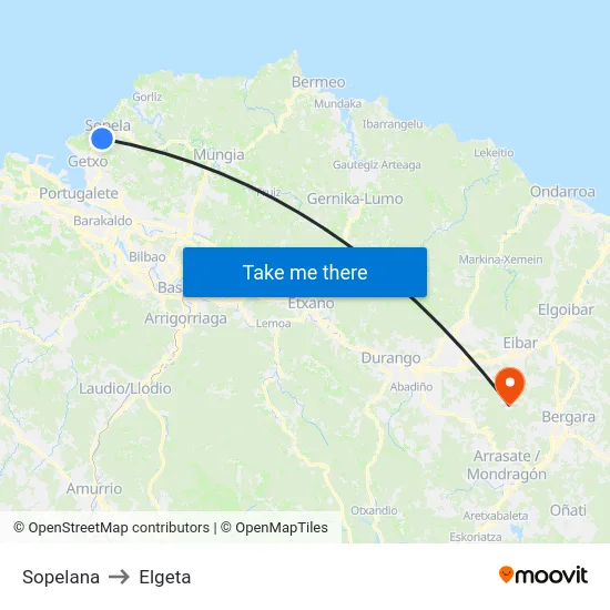 Sopelana to Elgeta map