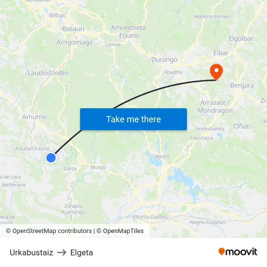 Urkabustaiz to Elgeta map