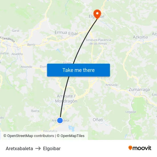 Aretxabaleta to Elgoibar map