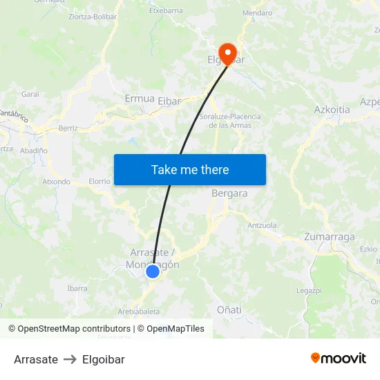 Arrasate to Elgoibar map