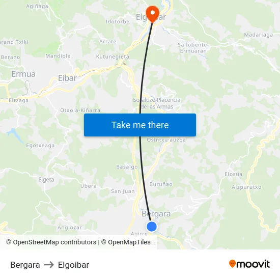 Bergara to Elgoibar map